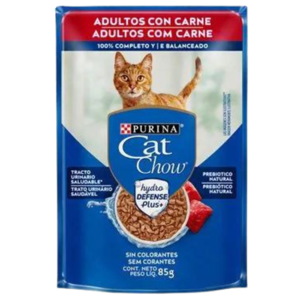 Sachê Cat Chow para Gatos Adultos Sabor Carne - 85 GRS
